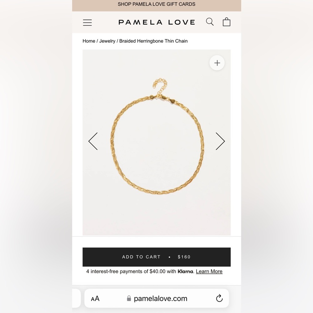 Pamela love braided herringbone thin chain (original packaging-never worn)